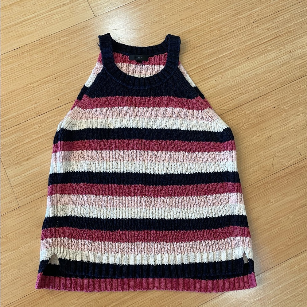 J. Crew Chenille Sweater Tank - Pink and Blue Stripes